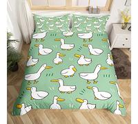 Homewish Kawaii White Goose Duvet Cover for Kids Boys Girls,Cartoon Bedding Set,Farm Animal Comforter Cover Double,Country Duck Bed Sets with 2 Pillowcases Bedroom Decor