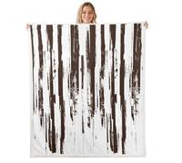 Homewish Khaki Abstract Blanket 39x51 Inches - Modern Stripe Fleece Blanket Chic Room Decor - Graffiti Ink Painting Throws - Geometry Striped for Sofa Bed Lightweight