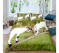 Homewish Kid Duvet Cover Single Size Goat Comforter Cover Sheep Quilt Cover for Child Boys Girls Teens Farmhouse Animal Bedding Set for Kids Room Dorm Decorative,Stylish Duvet Cover,Green