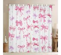 Homewish Kids Cartoon Bow Window Curtains 52 x 90 Inch 2 Panel Sets - Dreamy Colorful Bowknot Blackout Curtains Sweet Bow Knot Princess Window Treatment Drape Girly Romantic Bow Tie
