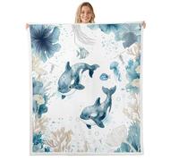 Homewish Killer Whale Fleece Blanket 100x130cm for Sofa