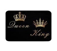 Homewish King And Black Gold Valentine Crown Bath Mat for Bathroom Romantic Couple Door Mat for Bedroom Her King And His Bathroom Rug Non Slip - Him And Her Warm Soft Bedclothes Entrance Rug 20"x32"