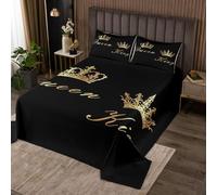 Homewish King And Black Gold Valentine Crown Quilt Set Double Romantic Couple Bedspread Her King And His Coverlet Set,Him And Her Warm Soft Bedclothes Bedding Quilted