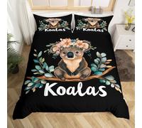 Homewish Koala Single Bedding Sets for Boys Girls Cute Animal Koala Duvet Cover, 3D Wild Animal Print Comforter Cover Lovely Koala Decor Bedspread Cover for Teens Kids Room Decor Bedding