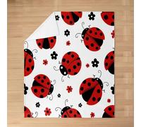 Homewish Ladybug Flannel Blanket 50"x60" for Couch Bed