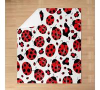 Homewish Ladybug Flannel Blanket 60"x80" for Bed