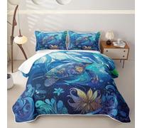 Homewish Large Boho Sea Turtle Quilted Bedding Double