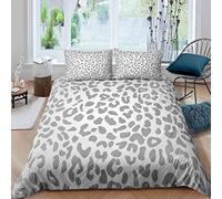 Homewish Leopard Duvet Cover Cheetah Printed Comforter Cover African Safari Animals Skin Printed Bedding Set Double Size Wildlife Hipster Grey Tie Dye Quilt Cover