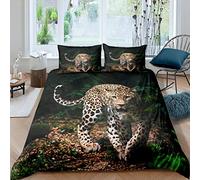 Homewish Leopard Print Bedding Set Double Size Animal Cheetah Duvet Cover Set Tropical Rainforest Wild Animal Quilt Cover African Leopard Comforter Cover And 2 Pillow Cases For Bed Room