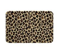 Homewish Leopard Print Beige Yellow Black Bathroom Rug Non Slip Cheetah Bath Mat for Bathroom Animal Skin Pattern Door Mat for Bedroom - Warm Soft Bedclothes Entrance Rug 20"x32"