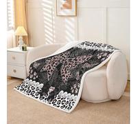 Homewish Leopard Print Bowknot Pearl Black Sherpa Blanket Coquette Bow Fuzzy Plush Throw Butterfly Fleece Blanket - Cheetah Cat Pattern Panthera Decor for Bed Couch Baby 30"x40"