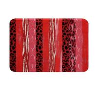 Homewish Leopard Print Stripes Girly Red Gold Bathroom Rug Non Slip Pattern Geometric Bath Mat for Bathroom Door Mat - Zebra Cheetah Wild Animal Skin Warm Soft Bedclothes Entrance Rug 16"x24"