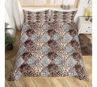 Homewish Leopard Print Super King Comforter Cover,Rustic Cheetah Duvet Cover African Safari Animal Bedding Set for Kids Boys,Vintage Cowboys Decor Quilt Cover Western Farmhouse Decor,2 Pillow Cases
