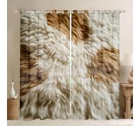 Homewish Leopard Print Window Curtains 52 x 63 Inch 2 Panel Sets - Cheetah Print Brown Blackout Curtains Abstract Geometric Spot Window Treatments Drapes African Safari Animals for Bedroom
