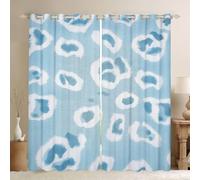 Homewish Leopard Skin Window Curtains 46 x 54 Inch 2 Panel Sets - Blue Cheetah Print Blackout Curtains Abstract Geometric Spot Window Treatments Drapes Wild Animal Skin for Bedroom