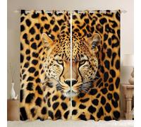Homewish Leopard Window Curtains 46 x 72 Inch 2 Panel Sets - Cheetah Print Classic Blackout Curtains Wild Animal Hair Window Treatments Drapes Abstract Geometric Spot for Bedroom