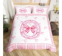 Homewish Letter Alphabet O Comforter Cover Cute Princess Bow Bedding Set Super King,Pink Coquette Monogrammed Duvet Cover For Kids Boys Girls Adults Dreamy Personalized For Women Men Bed Set