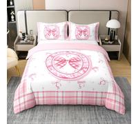 Homewish Letter Alphabet O Cotton Duvet Cover Cute Princess Bow Bedding Set Super King,Pink Coquette Monogrammed Comforter Cover Dreamy Personalized For Women Men Bed Set