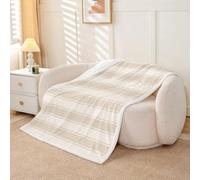 Homewish Light Brown Striped Fleece Blanket Twin 152x203cm