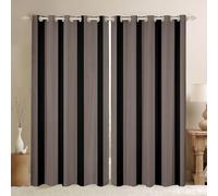 Homewish Light Gray Abstract Striped Window Curtains 52 x 90 Inch 2 Panel Sets - Simple Vertical Striped Blackout Curtains Modern Geometric Stripes Window Treatments Drapes Minimalists Taupe Black