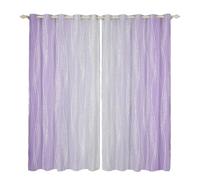 Homewish Lilac And Greyish White Window Curtains 46" Wx72 L Abstract Lavender Ombre Curtains For Bedroom Living Room Gradient Violet Drapes, Geometric Wavy Stripe Decor 2 Panels