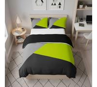 Homewish Lime Green Black Grey Bedding Set Geometric Triangle Duvet Cover Double Patchwork Comforter Cover For Kids Teen Adults Modern Abstract Bedspread Cover With 2 Pillow Cases