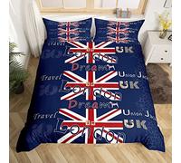 Homewish London Duvet Cover Single Red And Black Bedding Set For Kids Child Girls Toddler,The Union Jack Comforter Cover Uk National Flag Quilt Cover Dark Blue