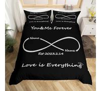 Homewish Love Couples Comforter Cover,Personalized Names and Date,You and Me forever Romance Duvet Cover Valentines Day Gifts for Him/Her,Wedding Anniversary Romantic Decorations,Super King