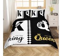 Homewish Lovers Black White Gold His Her Couple Bedding Set Double Size, Romantic Queen and King Crown Quilt Cover Valentine'S Day Wedding Gifts Duvet Cover, Love Heart Arrow Bed Set 3 Piece