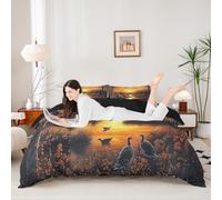 Homewish Mallard Duck Super King Duvet Cover for Boys Men Bedding Set Wild Duck Cabin Quilt Cover Country Rustic Farmhouse Bed Sets