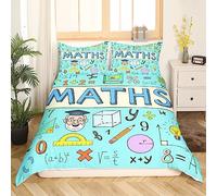Homewish Math Theme Bedding Set for Boys Girls Math Equation Duvet Cover Single Mathematics formula Comforter Cover for Teens Kids Math Science Style Bedspread Cover Science formula Bedding