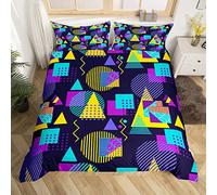 Homewish Memphis Pattern Bedding Set Double Size Retro Decor 80S Duvet Cover Funky 80S 90S Comforter Cover Memphis Style Decor 80S Backdrop 90S Bed Set Retro 80S Bedding Vintage 1980 Party Decor