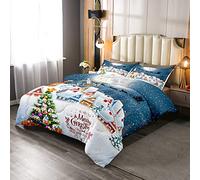Homewish Merry Christmas Coverless Duvet, Santa Claus Gifts Quilted Duvet Adult Women Kids New Year Presents Duvet Set, Boys Girls Christmas Trees Winter Xmas Warm Theme Quilt Duvet, King Size