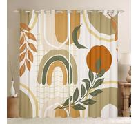 Homewish Mid Century Modern Boho Window Curtains 52 x 63 Inch 2 Panel Sets - Yellow Green Orange Abstract Blackout Curtains Geometric Minimalist Window Treatments Drapes Bohemian Rainbow Sun Moon