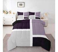 Homewish Minimalist Geometric Single Duvet Set - Simple White Striped Bedding Set Square Grid Abstract Quilt Set - Modern Stylish Plaid Coverless Duvet