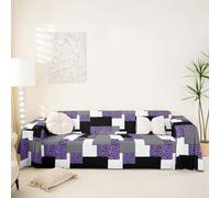 Homewish Modern Abstract Sofa Cover Violet Purple Cheetah Leopard Print Couch Cover Black White Gray Square Sofa Slipcover Geometric Striped Couch Protector,231x300
