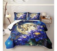 Homewish Moon Galaxy King Size Quilt Set 3 Piece