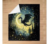 Homewish Moon Silhouette Dragon Flannel Blanket 40x50 Inch