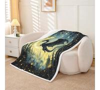 Homewish Moon Silhouette Dragon Fleece Blanket 100x130cm