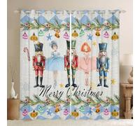 Homewish Nutcracker and Ballet Girl Curtains for Bedroom,Christmas Nutcracker Curtains Gifts for Kids Girls Boys,Xmas Decorations Curtains Winter Snowflake Window Curtains 2 Panels 52x63