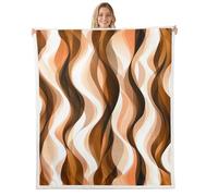 Homewish Orange Black Geometric Lines Blanket 30x40 Inches - Striped Fleece Blanket for Minimalist Women Men Adults - Modern Geometry Aesthetics Art Throws - Contemporary Gradient Lines Sofa Throw