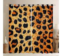 Homewish Orange Brown Leopard Window Curtains 66 x 72 Inch 2 Panel Sets - Cheetah Print Blackout Curtains Abstract Geometric Spot Window Treatments Drapes Wild Animal Skin for Bedroom