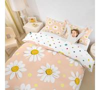 Homewish Orange Flower Cot Bedding Set Rustic Daisy Cute Floral Duvet Cover White Orange Yellow Quilt Cover For Kids Boys Girls,Watercolor Flower Daisy Bed Set