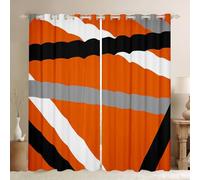 Homewish Orange Gray Black Striped Blackout Curtains Modern Abstract Window Curtains 52 x 63 Inch Geometric Lines Window Treatments Drapes for Bedroom Geometry Aesthetic Boho Decor