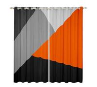 Homewish Orange Gray Window Curtains 46"X54" Patchwork Geometric Triangle Blackout Curtains Orange Black Light Grey Curtains & Drapes For Kids Bedroom Modern Abstract Window Treatments 2 Panels