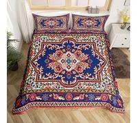 Homewish Oriental Comforter Cover Vintage Bed Set Red Blue Duvet Cover Single Boho Man Ala Bedding Set Aesthetic Hippie Bedspread Cover For Kids Toddler Bedroom Decor 2Pcs No Comforter