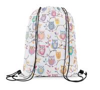 Homewish Owls 33 x 40 cm Drawstring Backpack,Cartoon Brown Tree Branches Colourful Leave Drawstring Bags,Kawaii Wild Animal Draw String Back Bag,Nature Theme Wooden Doors String Backpack