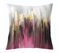 Homewish Pack of 4 Abstract Art Pillow Covers Lavender Gold Grey Throw Pillow Covers, Stripe Cushion Covers 20x20 Inch Golden Metallic Sequins Tie Dye Luxurious Modern Cushion Cases