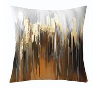 Homewish Pack of 4 Abstract Art Pillow Covers Orange Gold Grey Throw Pillow Covers, Stripe Cushion Covers 20x20 Inch Golden Metallic Sequins Tie Dye Luxurious Modern Cushion Cases
