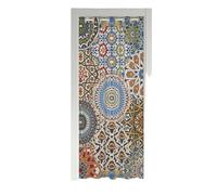 Homewish Patchwork Flowers Door Curtain Moroccan Style Floral Doorway Curtain Colorful Bohemian Exotic Blackout Curtain Ethnic Stylish Door Drape for Living Room, 1 Panel, 34" W X 80" L